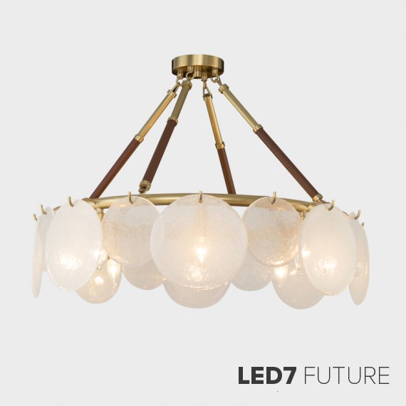 Loft Industry Modern - Leather&Glass Circle Chandelier